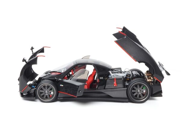 BBR Pagani Zonda F diecast full open Gloss carbon Black with red stripe - SPECIAL PACK – Bild 5