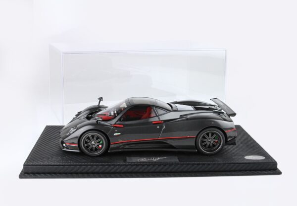 BBR Pagani Zonda F diecast full open Gloss carbon Black with red stripe - SPECIAL PACK – Bild 3